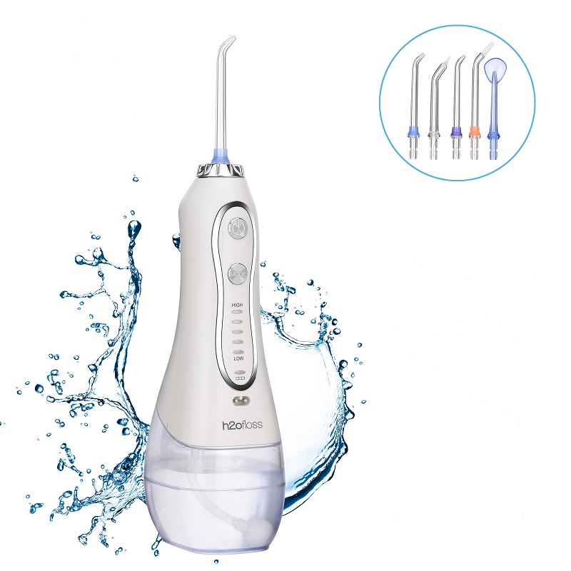 H2ofloss Water Flosser Профессиональный беспроводный стоматологический ирригатор для полости рта - портативный и перезаряжаемый IPX7 Водонепроницаемая зубная нить для чистки зубов, 300 мл резервуар для дома и путешествий (HF-6)